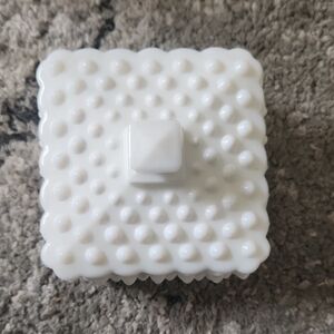 White Hobnail Square Trinket Box